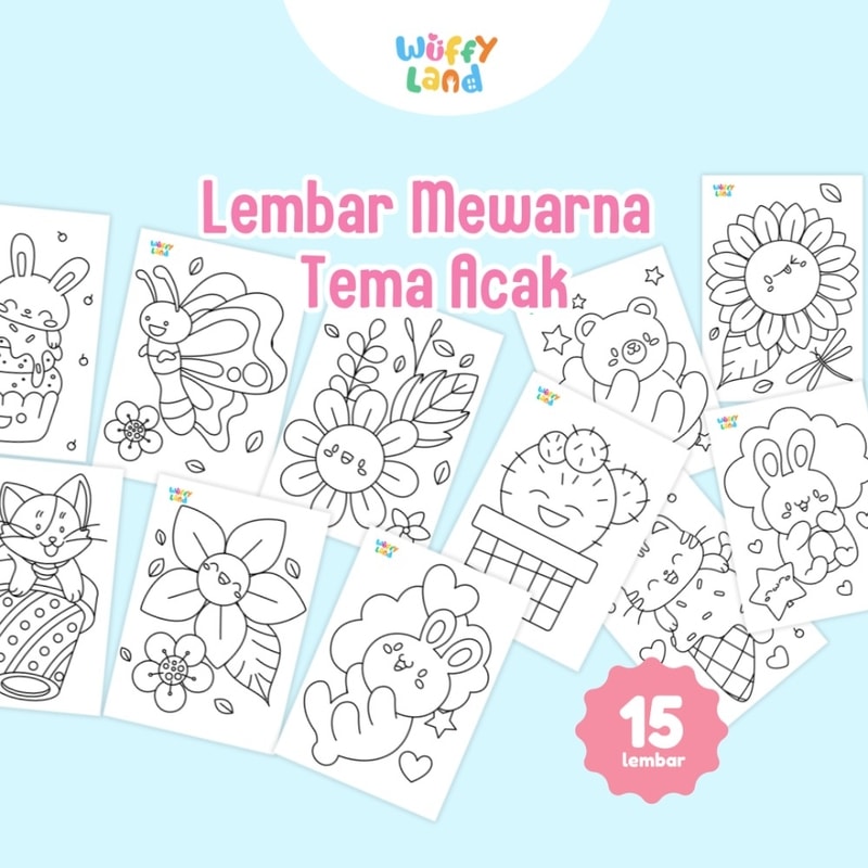 Worksheet wuffyland aktivitas mewarna tema random