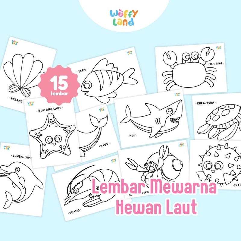 Aktifitas Mewarna Tema Hewan Laut (Ukuran A5)