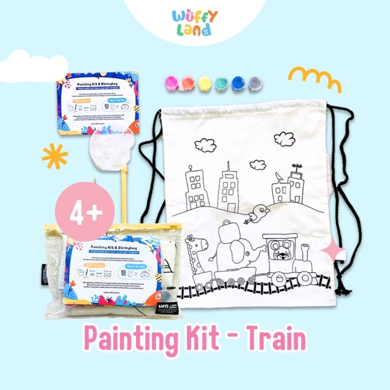 Mainan Anak Wuffyland Painting Kit String Bag Tema Train atau Kereta Api