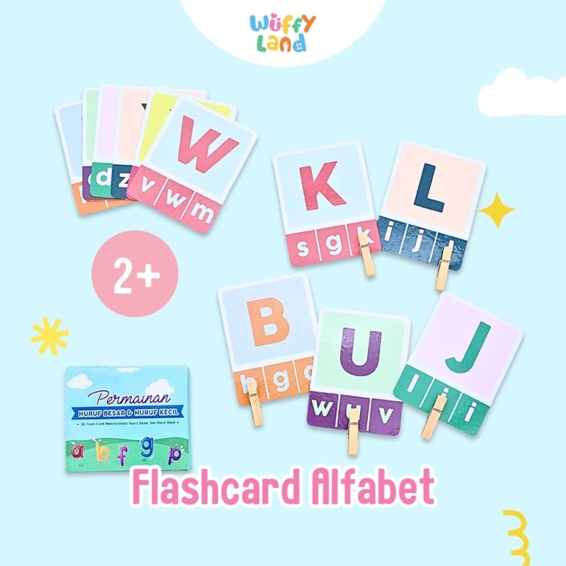 Mainan Anak Wuffyland Flashcard Belajar Alfabet Huruf Besar dan Huruf Kecil