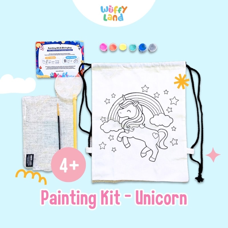 Mainan Anak Wuffyland Painting Kit String Bag Tema Unicorn