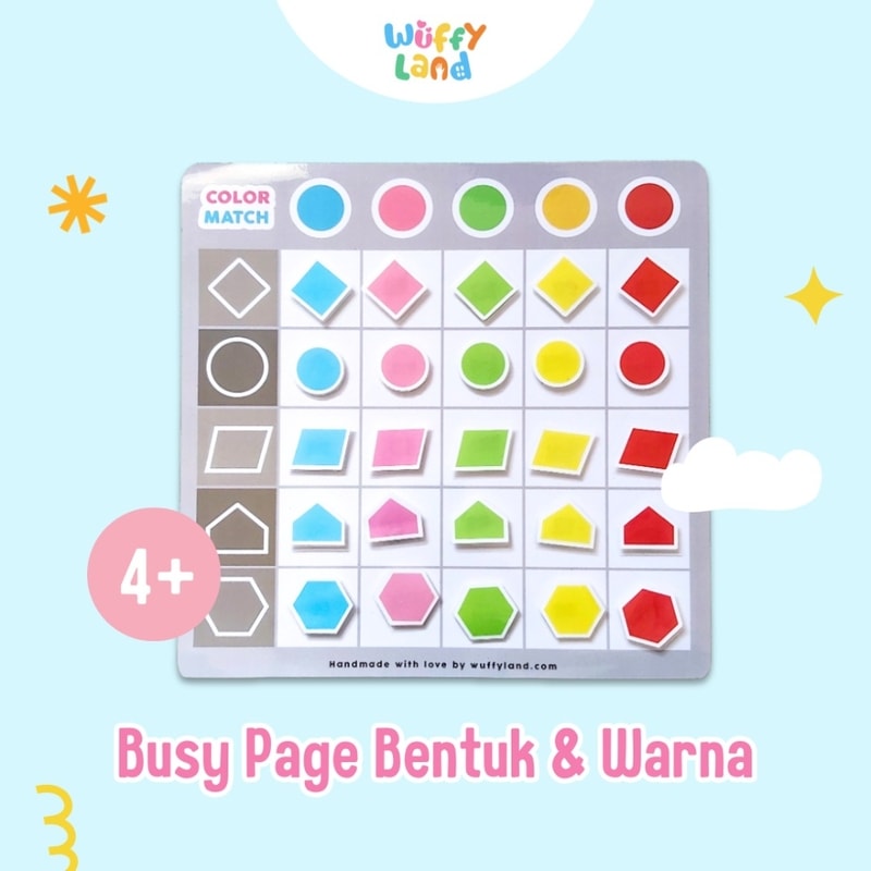Mainan Anak Busy Page Wuffyland Bentuk dan Warna