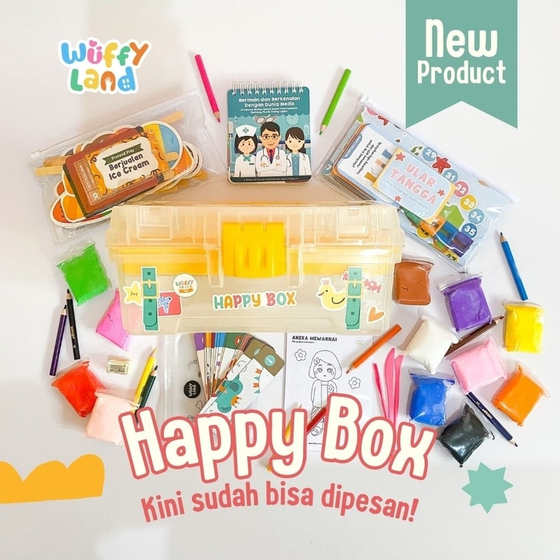 Mainan anak wuffyland produk happy box. Aktivitas lengkap dengan berbagai macam tema yang menyenangkan